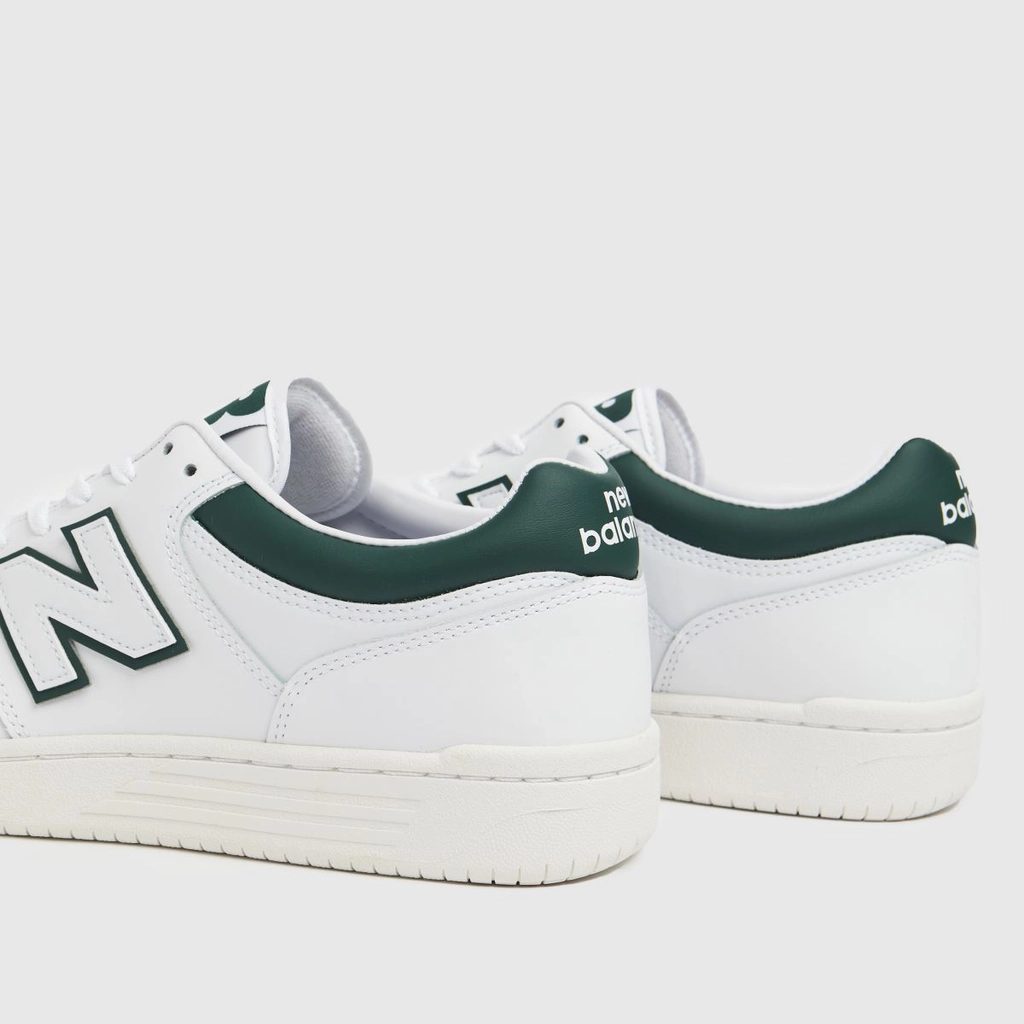 New Balance 480 trainers in white & green